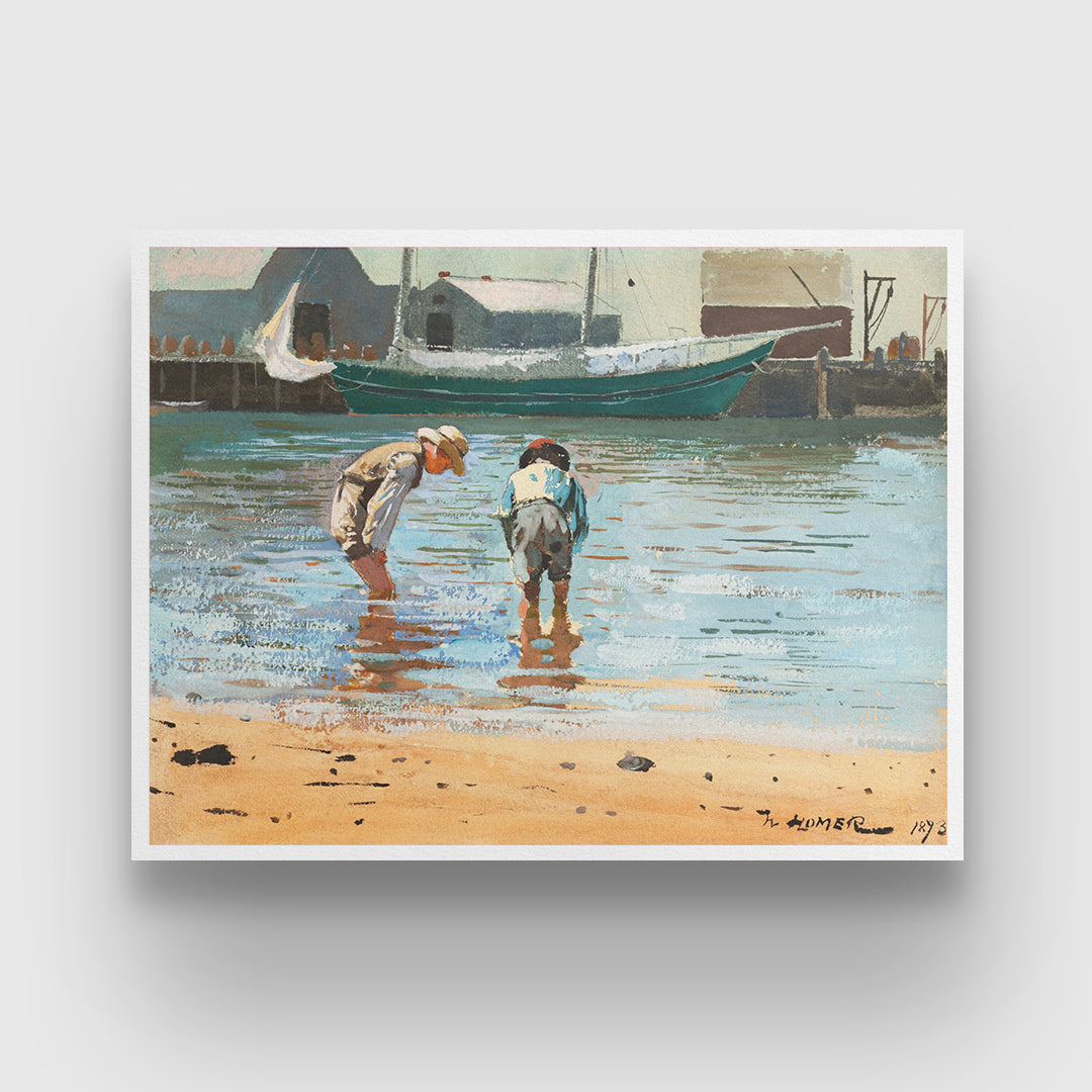 Boys Wading Painting by Winslow Homer 3 : 4 Horizontal New Premium Wall Art Canvas by MeriDeewar