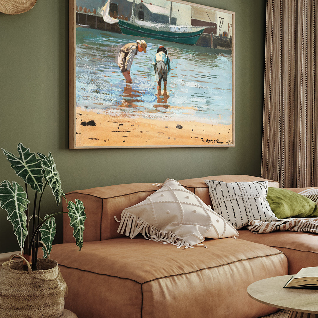 Boys Wading Painting by Winslow Homer 3 : 4 Horizontal New Premium Wall Art Canvas by MeriDeewar