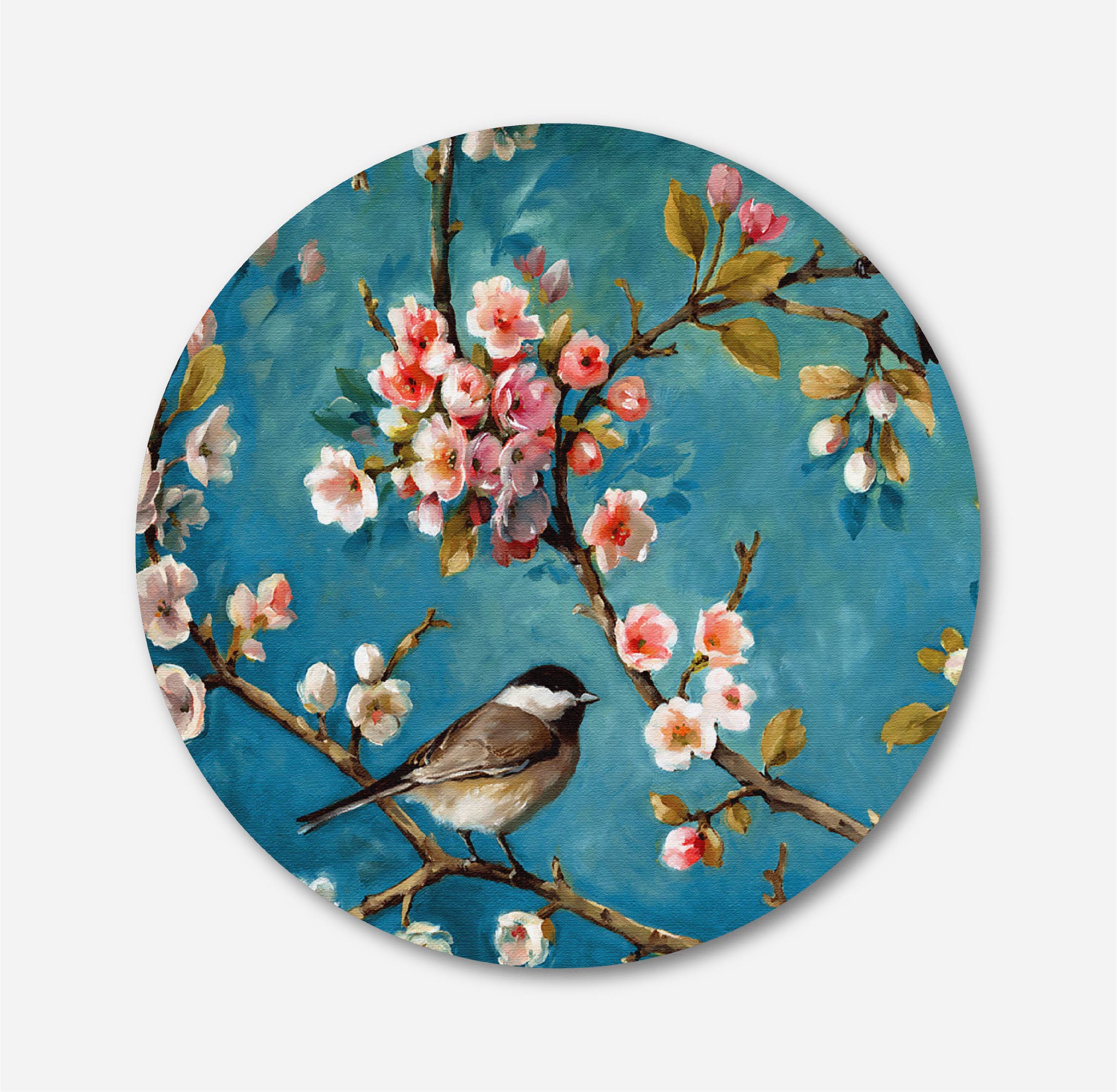 Bride and Groom Bird Circular Canvas Frame Circular Canvas Frame Premium Wall Art Canvas by MeriDeewar