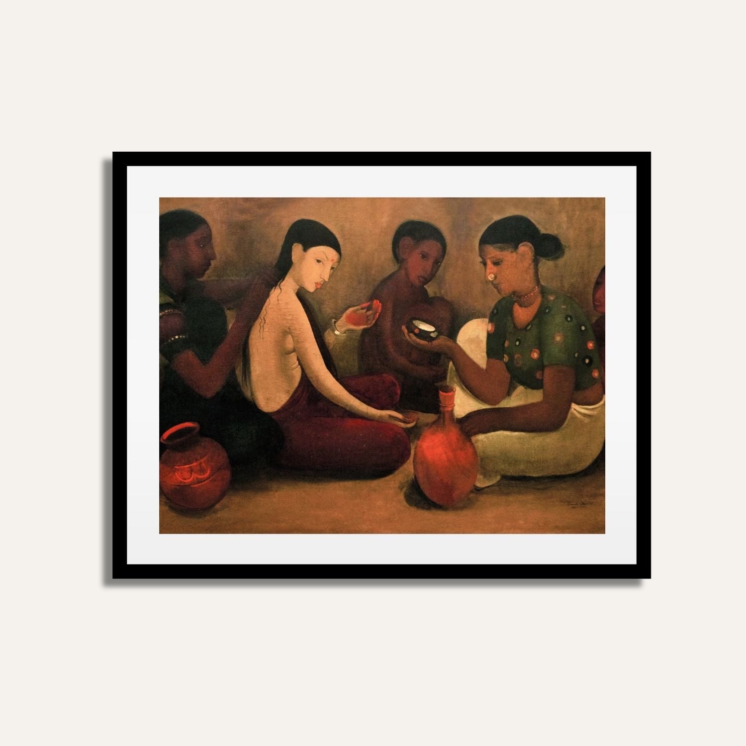 Bride’s Toilet Painting | Traditional Indian Art for Home Décor – Meri Deewar 3 : 2 Horizontal Premium Wall Art Canvas by MeriDeewar