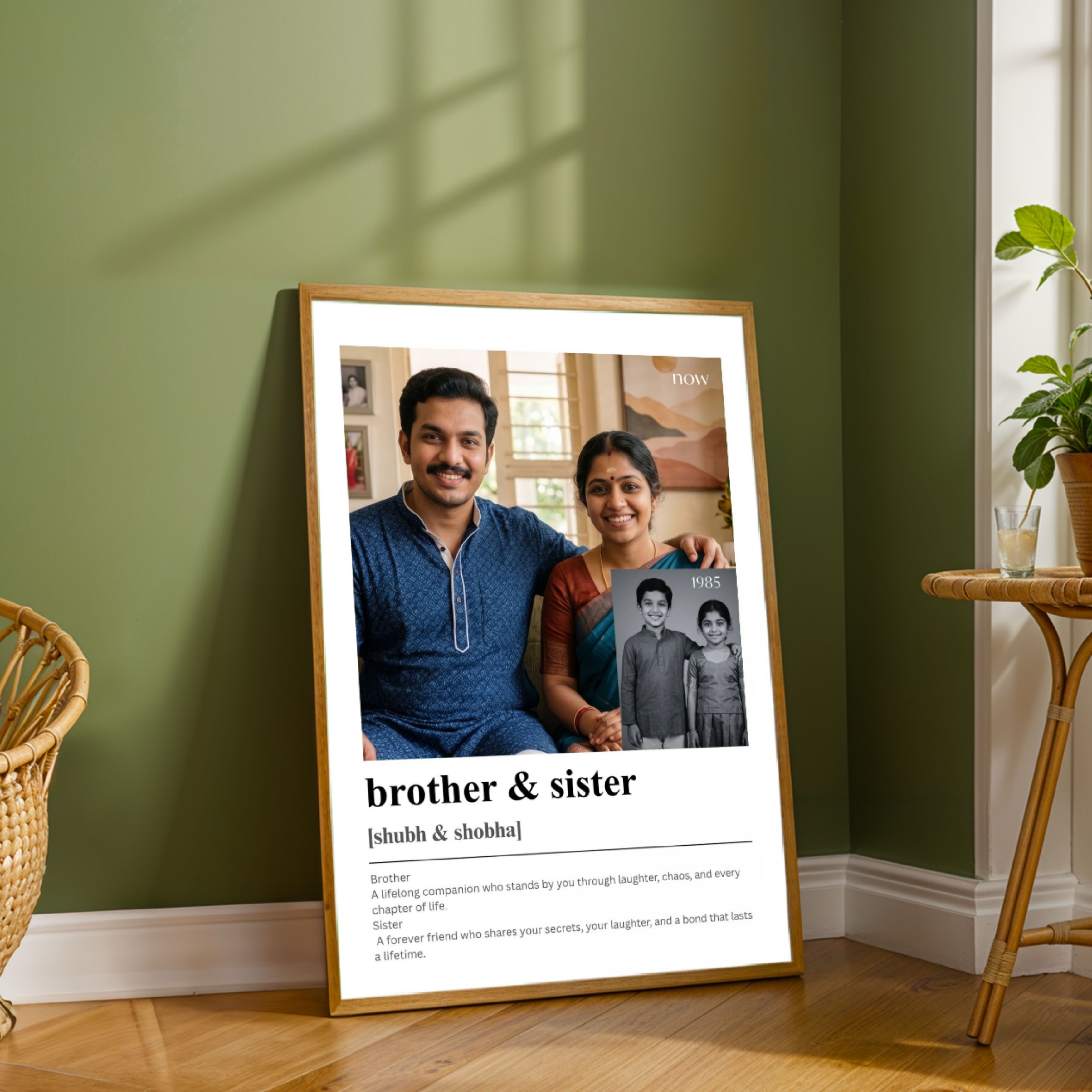 "Brother & Sister" Personalized Dictionary Print | Custom Sibling Wall Art custom Premium Wall Art Canvas by MeriDeewar
