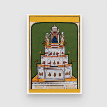 Buddha on top of a tiered pavilion Painting 2 : 3 Vertical Premium Wall Art Canvas by MeriDeewar