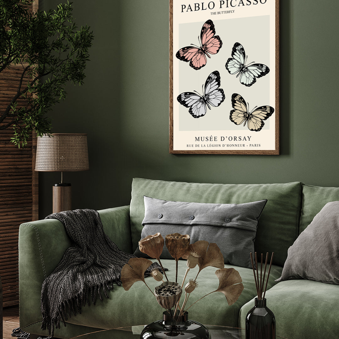 Butterflies Poster by Pablo Picasso 3 : 4 Vertical New Premium Wall Art Canvas by MeriDeewar