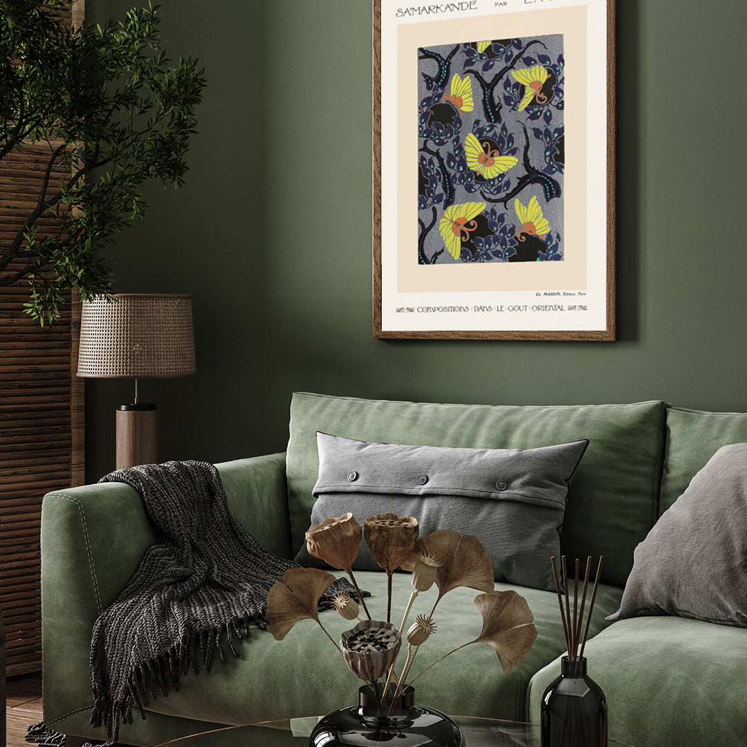 Butterfly pochoir pattern by E. A. Séguy's 3 : 4 Vertical New Premium Wall Art Canvas by MeriDeewar