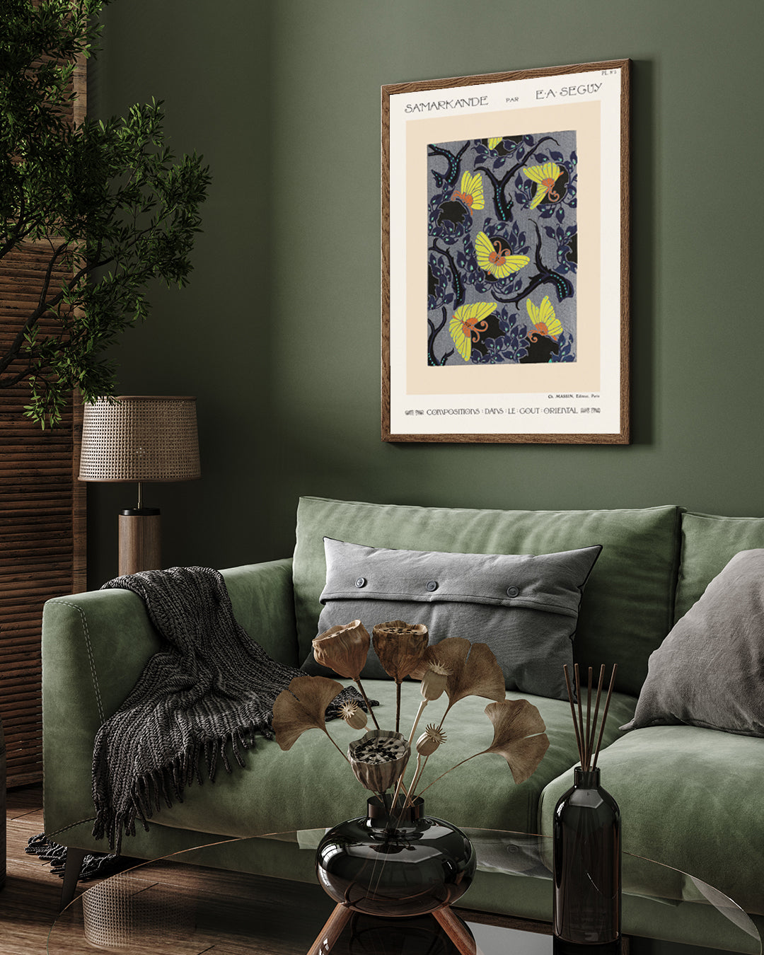 Butterfly pochoir pattern by E. A. Séguy's 3 : 4 Vertical New Premium Wall Art Canvas by MeriDeewar