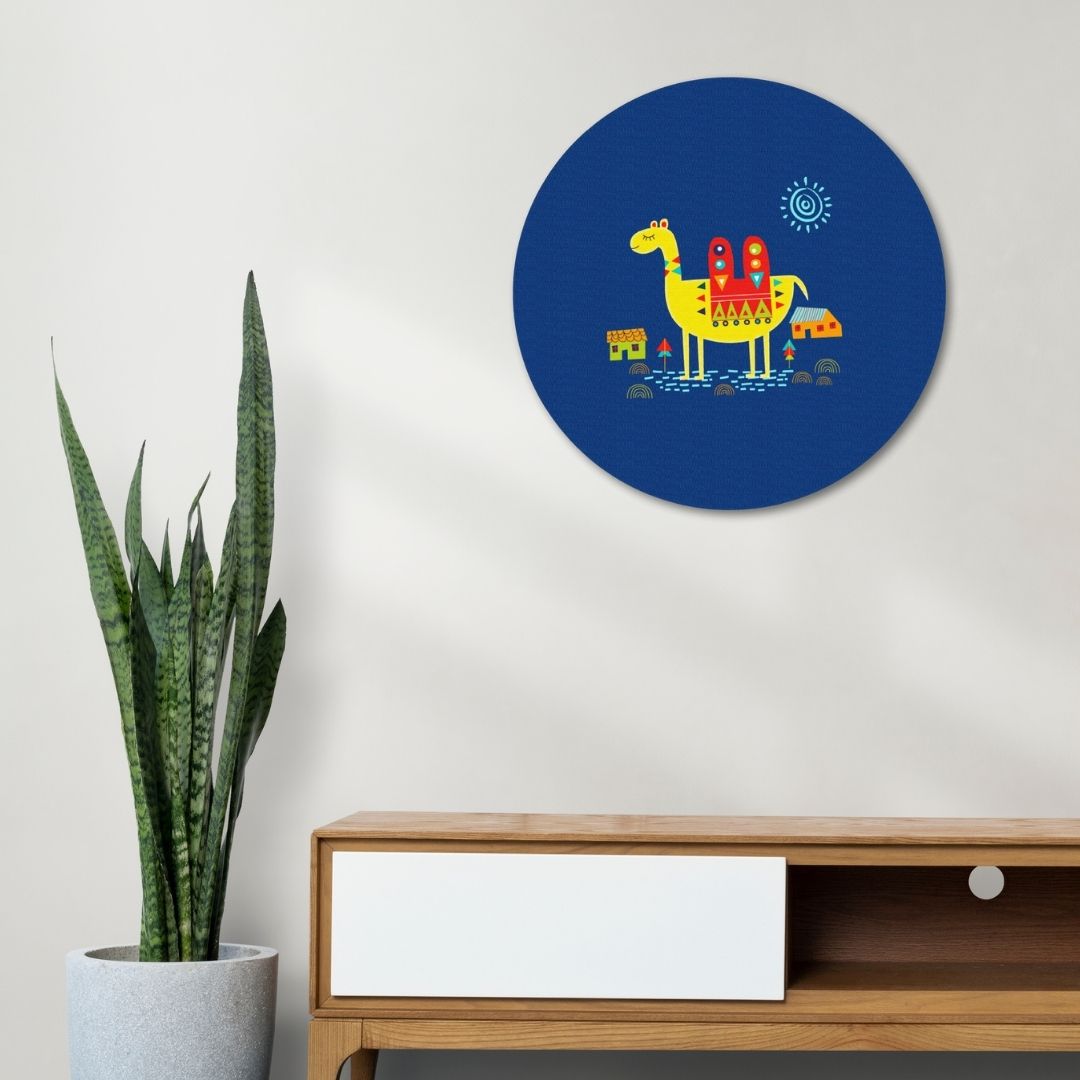 Camel Art Painting Circular Canvas Frame Circular Canvas Frame Premium Wall Art Canvas by MeriDeewar