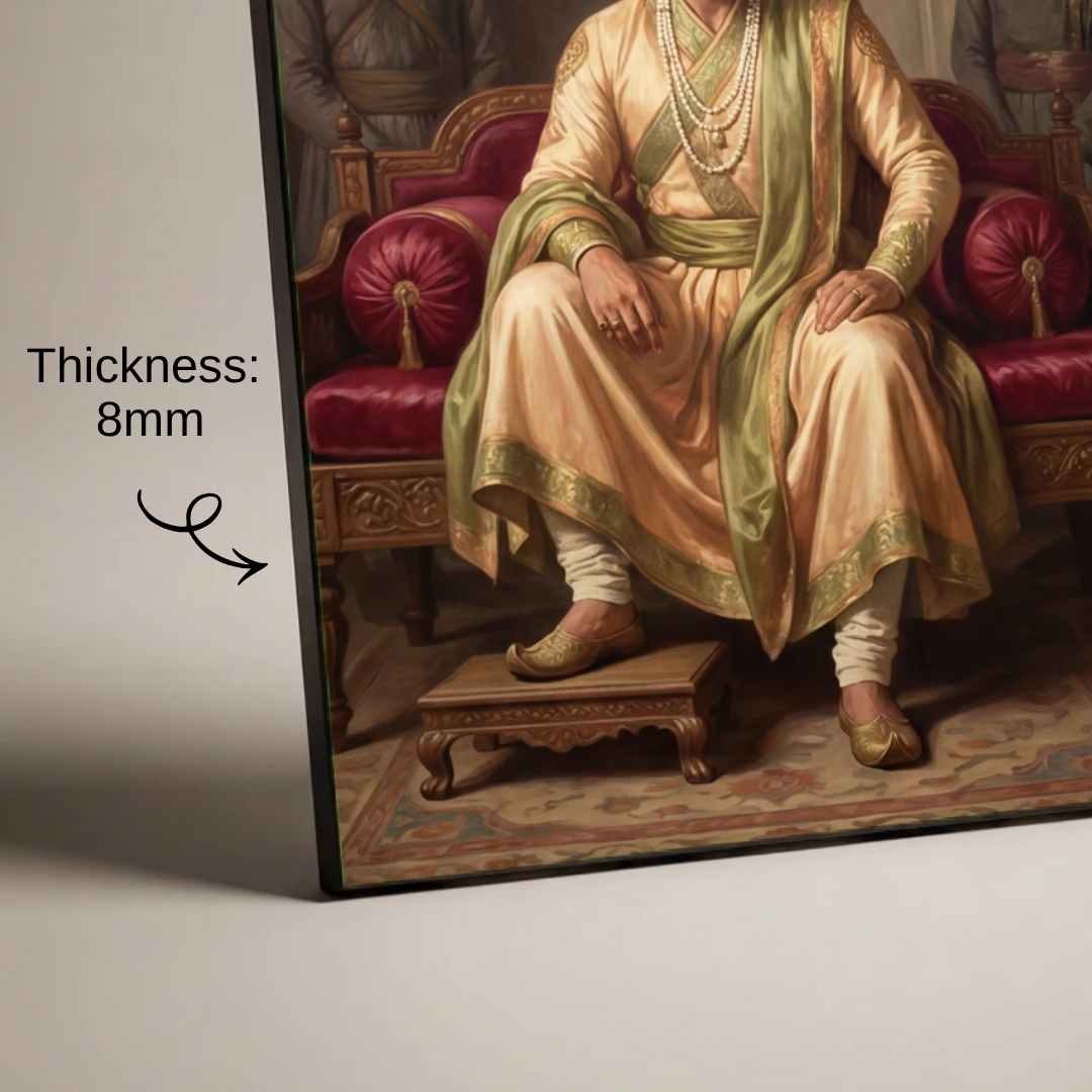 Chhatrapati Shivaji Maharaj Imperial Court Portrait | Vertical Borderless Art Frame Poster Premium Wall Art Canvas by MeriDeewar
