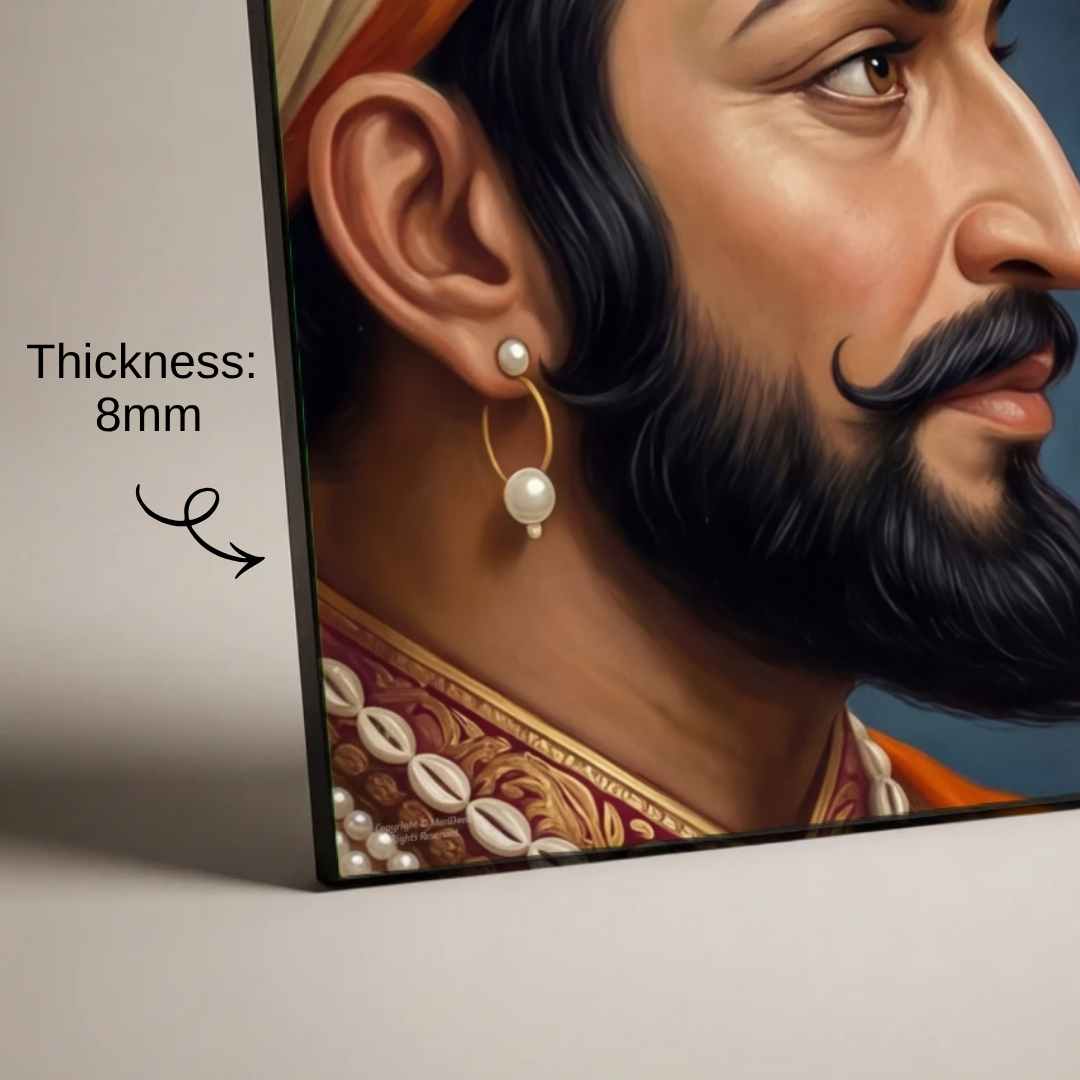 Chhatrapati Shivaji Maharaj Profile Portrait | Vertical Borderless Art Frame Poster Premium Wall Art Canvas by MeriDeewar