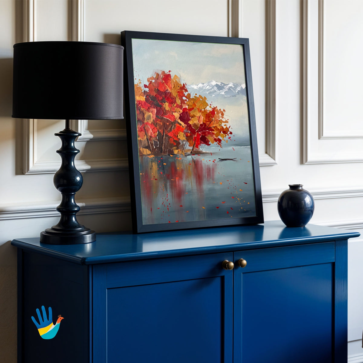 Chinar Autumn | Kashmir Abstract Art 3 : 4 Vertical Premium Wall Art Canvas by MeriDeewar