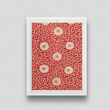 Chinese Ornamental Red floral pattern 3 : 4 Vertical New Premium Wall Art Canvas by MeriDeewar