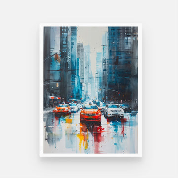 City Dreams: Abstract Oil-Watercolor Painting | Art Collection 3 : 4 Vertical New Premium Wall Art Canvas by MeriDeewar