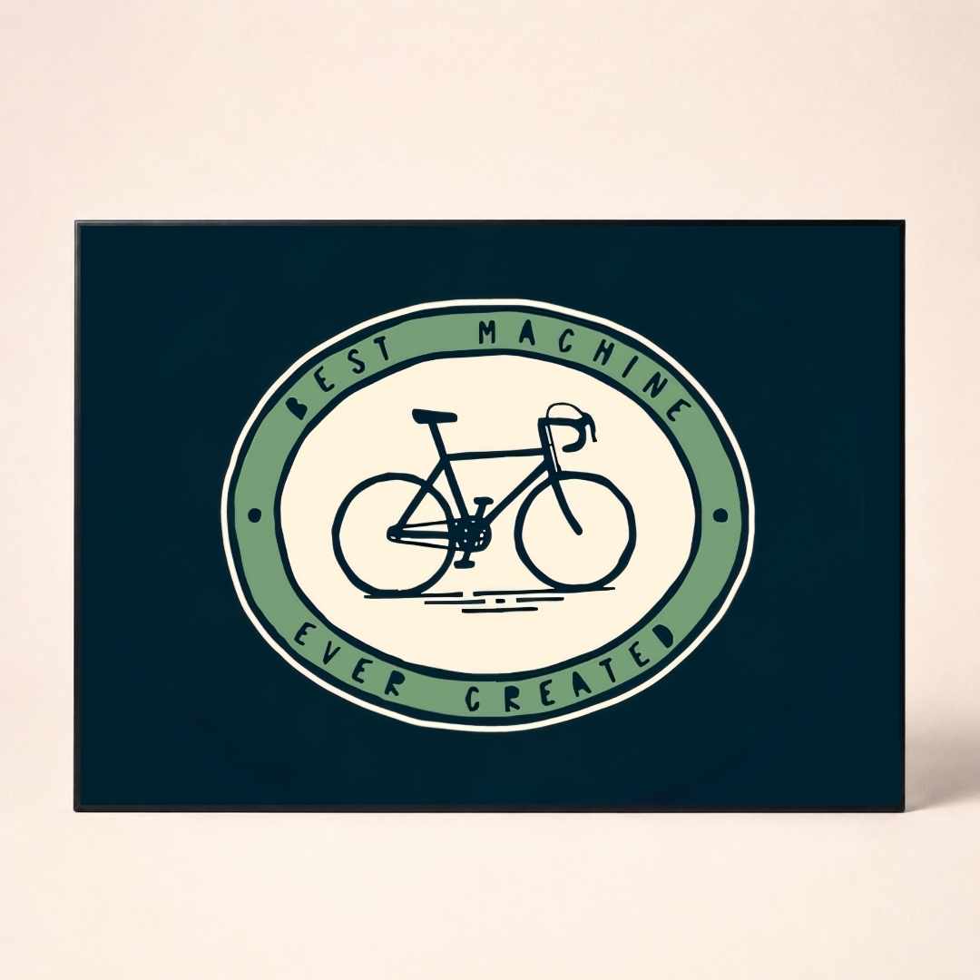 Classic Bicycle Badge Poster | Horizontal Borderless Art Frame Poster Premium Wall Art Canvas by MeriDeewar
