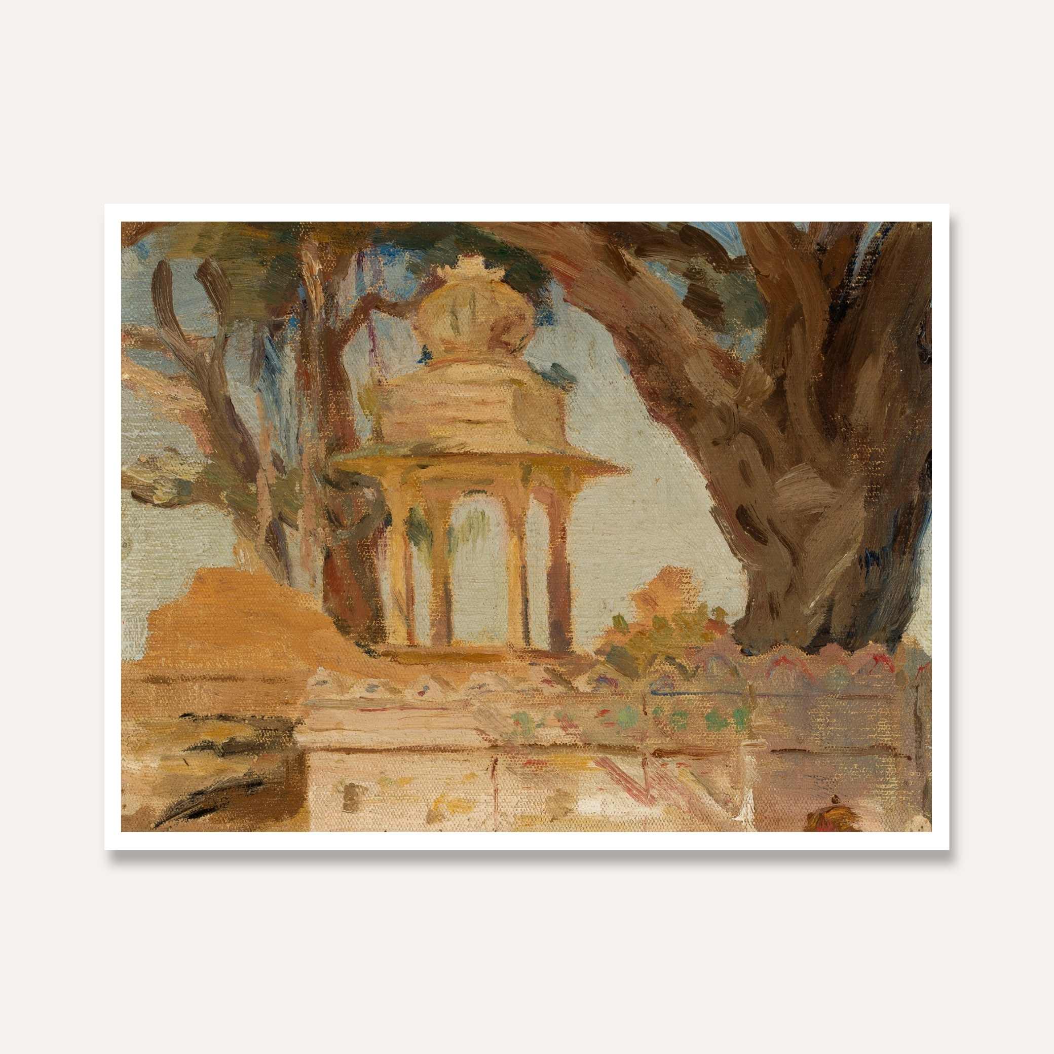 Classical Indian Shrine Hiesa in Udaipur Oil Painting | Horizontal Framed Print 4 : 3 Horizontal Premium Wall Art Canvas by MeriDeewar