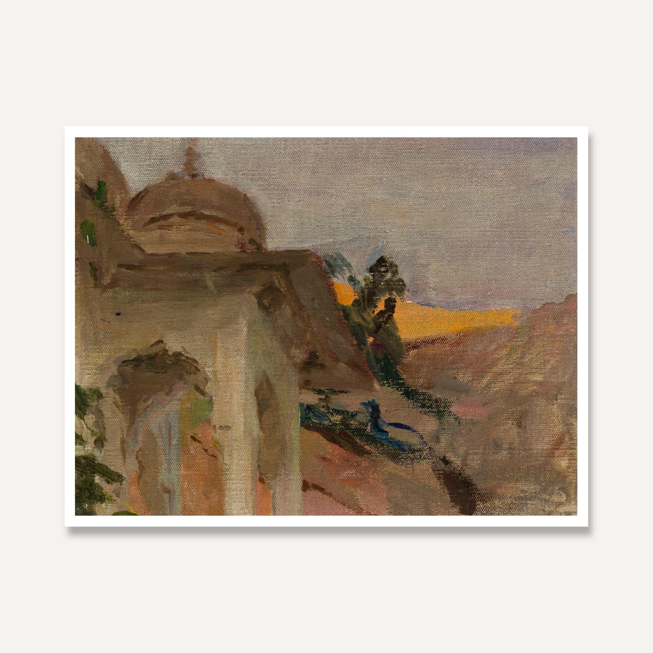 Classical Jaipur Palace with Peacock Oil Painting | Horizontal Framed Print 4 : 3 Horizontal Premium Wall Art Canvas by MeriDeewar