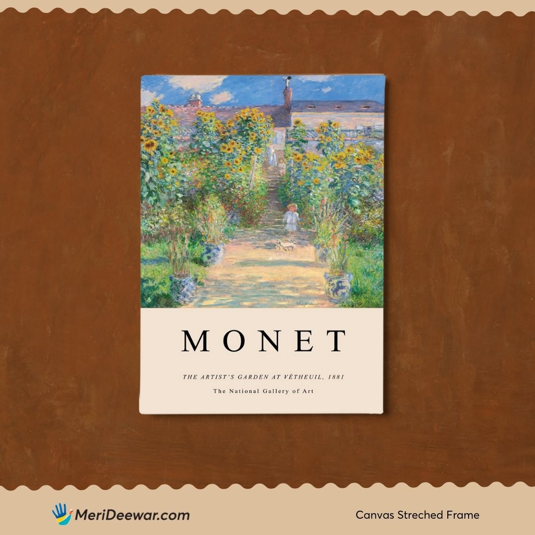 Claude Monet The Artist's Garden at Verheuil Painting 3 : 4 Vertical New Premium Wall Art Canvas by MeriDeewar