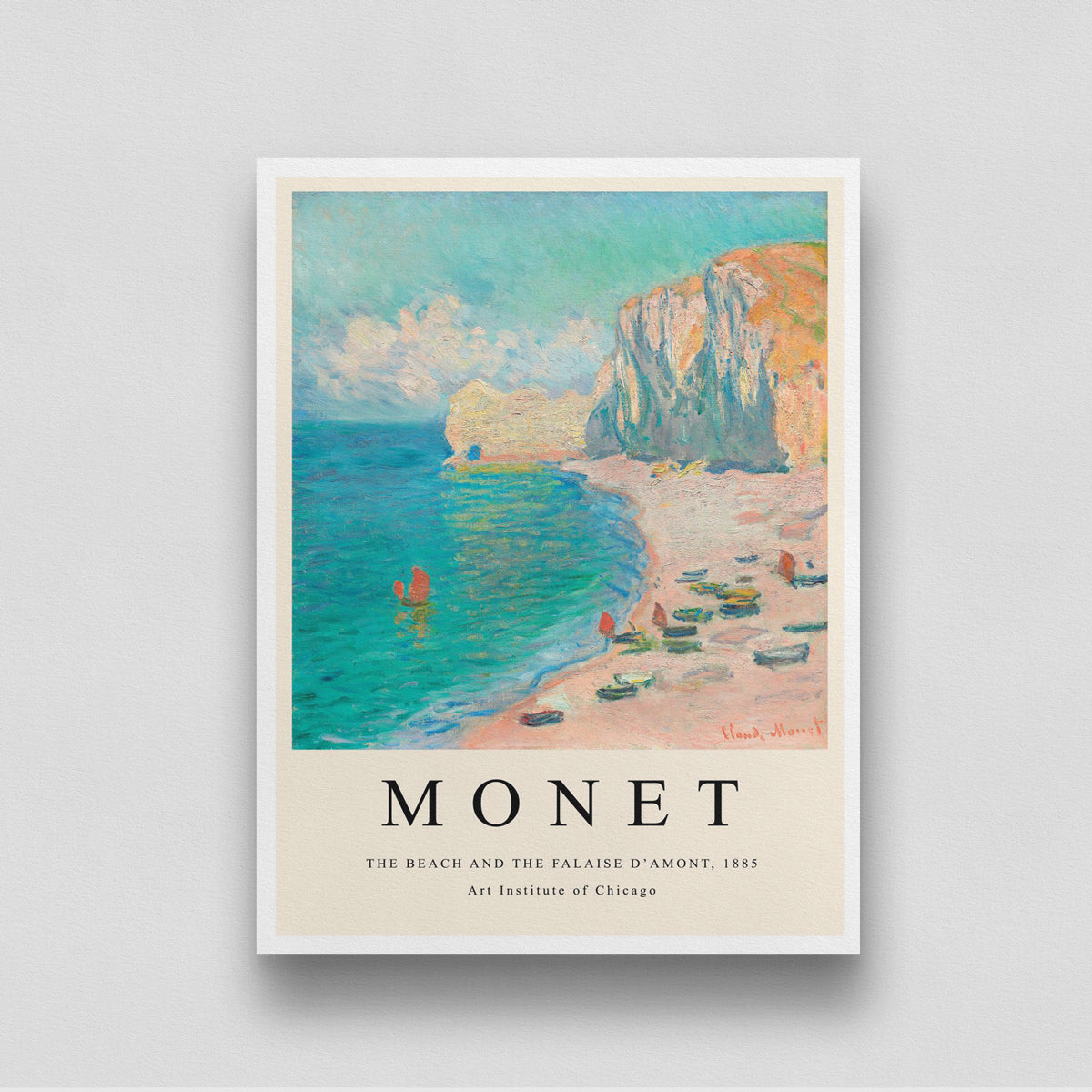 Claude Monet The Beach and The Falaise D'Amont Painting 3 : 4 Vertical New Premium Wall Art Canvas by MeriDeewar