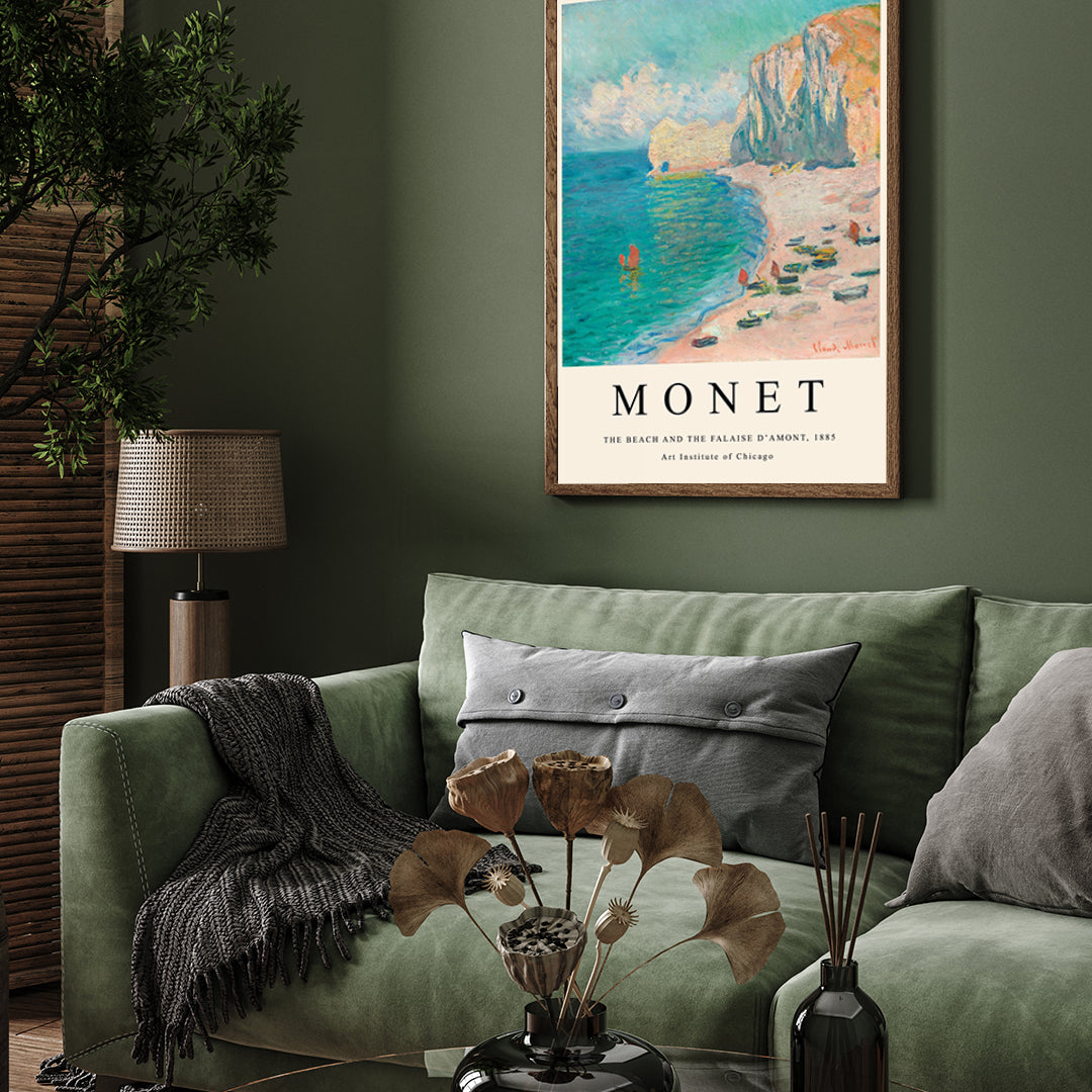 Claude Monet The Beach and The Falaise D'Amont Painting 3 : 4 Vertical New Premium Wall Art Canvas by MeriDeewar
