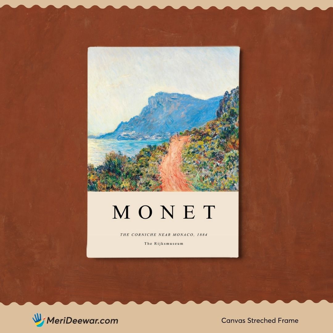 Claude Monet The Corniche Near Monaco Painting 3 : 4 Vertical New Premium Wall Art Canvas by MeriDeewar