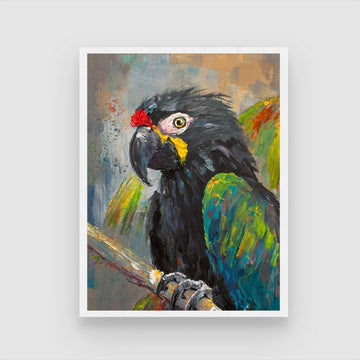 Close up of colorful scarlet macaw parrot Painting 3 : 4 Vertical New Premium Wall Art Canvas by MeriDeewar
