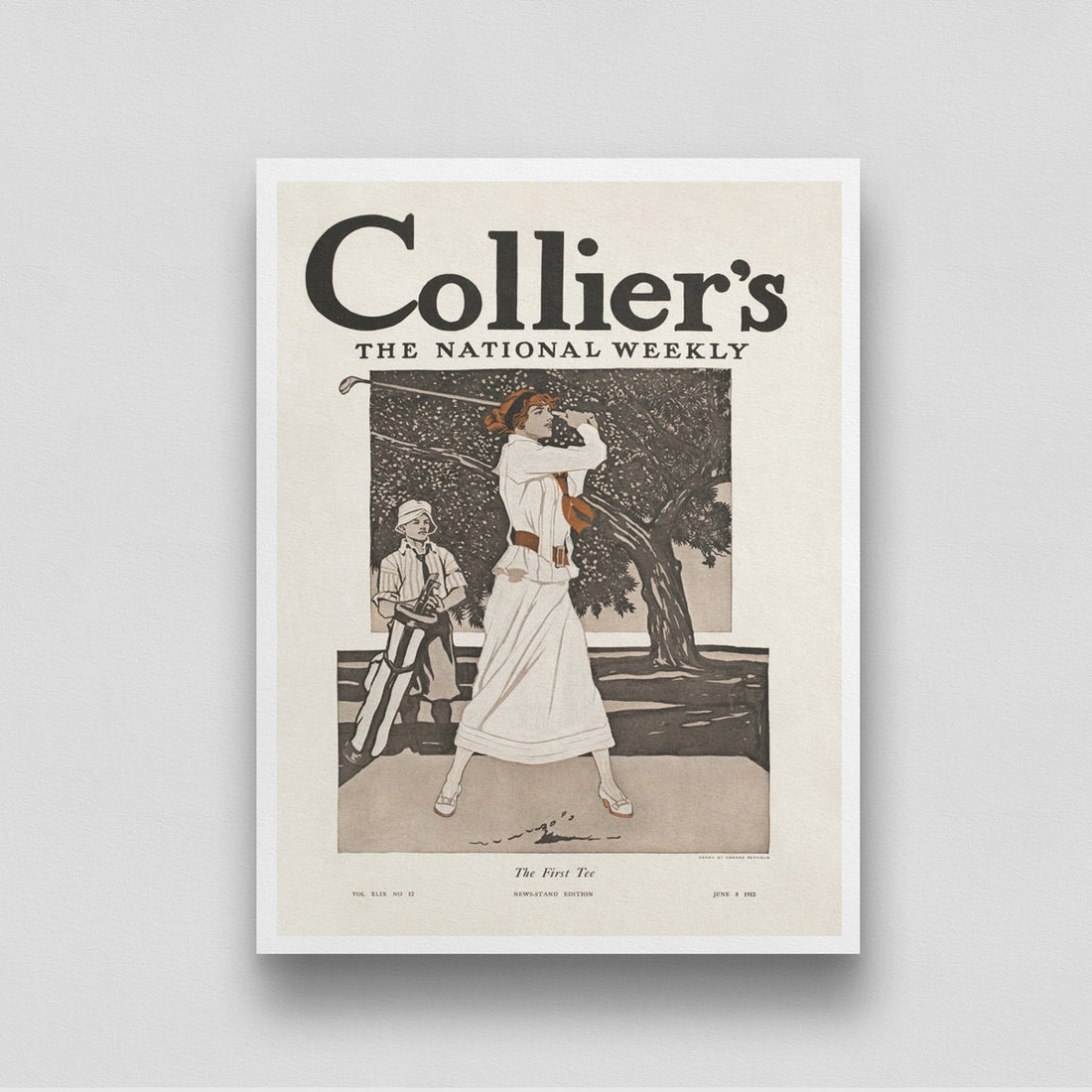 Collier's The National Weekly Vintage Poster 3 : 4 Vertical New Premium Wall Art Canvas by MeriDeewar