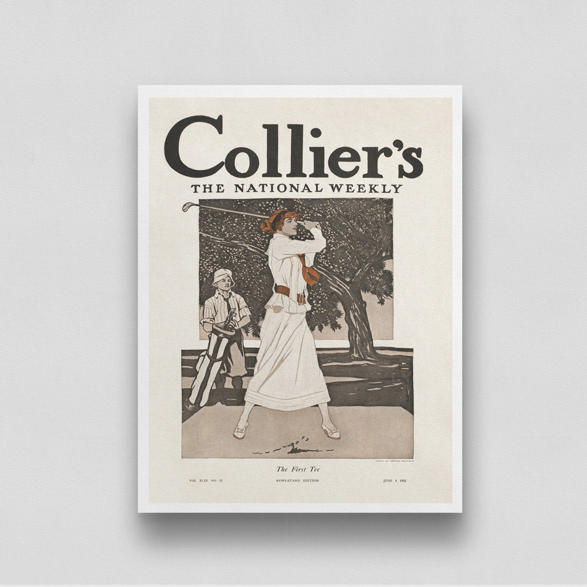 Collier's The National Weekly Vintage Poster 3 : 4 Vertical New Premium Wall Art Canvas by MeriDeewar