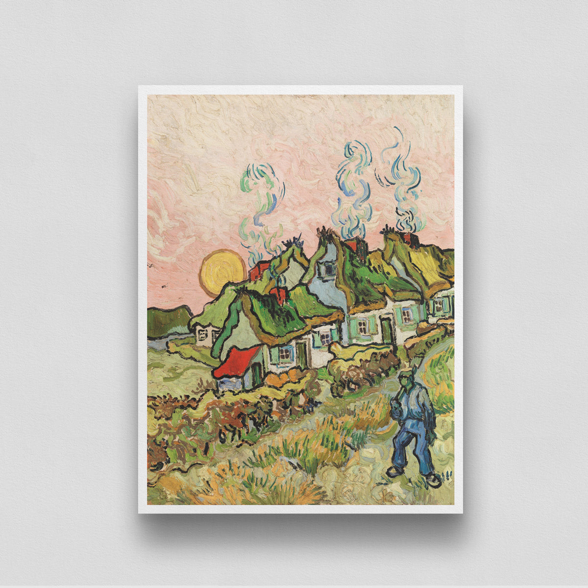 Colorful and Smoky/Houses And Figure (1890) by Vincent Van Gogh Painting 3 : 4 Vertical New Premium Wall Art Canvas by MeriDeewar