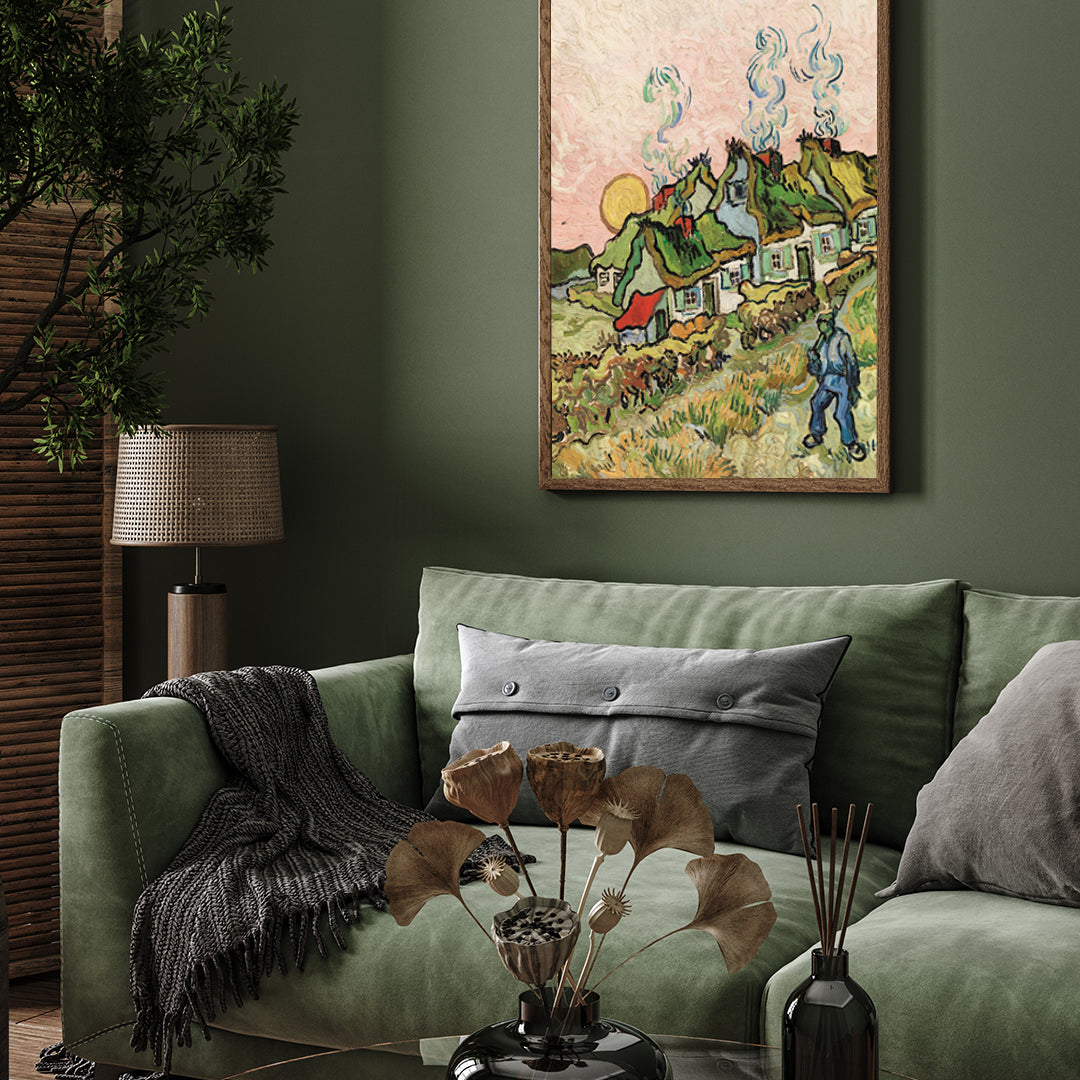 Colorful and Smoky/Houses And Figure (1890) by Vincent Van Gogh Painting 3 : 4 Vertical New Premium Wall Art Canvas by MeriDeewar