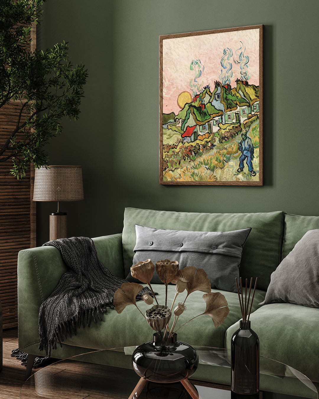 Colorful and Smoky/Houses And Figure (1890) by Vincent Van Gogh Painting 3 : 4 Vertical New Premium Wall Art Canvas by MeriDeewar