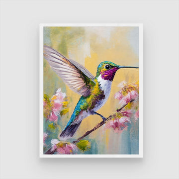 Colorful Humming bird Abstract Painting β Modern Art for Interiors 3 : 4 Vertical New Premium Wall Art Canvas by MeriDeewar