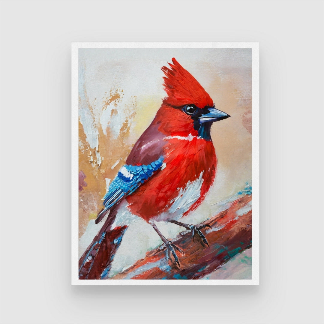 Colorful Jay Bird Abstract Painting - Perfect for Wall Decor 3 : 4 Vertical New Premium Wall Art Canvas by MeriDeewar