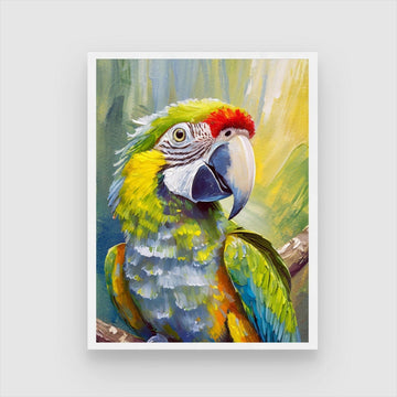 Colorful Parrot Bird Abstract Art Painting - MeriDeewar.com 3 : 4 Vertical New Premium Wall Art Canvas by MeriDeewar