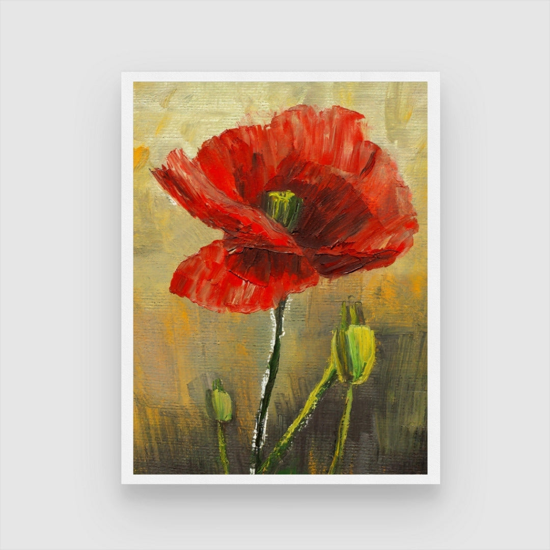 Colorful Poppy Abstract Art - Unique Wall Painting 3 : 4 Vertical New Premium Wall Art Canvas by MeriDeewar