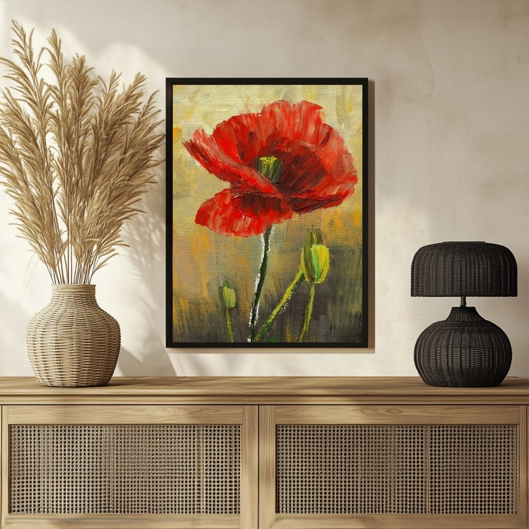 Colorful Poppy Abstract Art - Unique Wall Painting 3 : 4 Vertical New Premium Wall Art Canvas by MeriDeewar