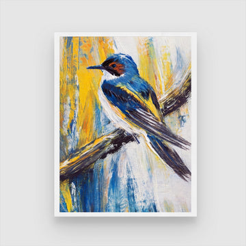 Colorful Swallow Bird Abstract Art - Canvas Wall Painting 3 : 4 Vertical New Premium Wall Art Canvas by MeriDeewar