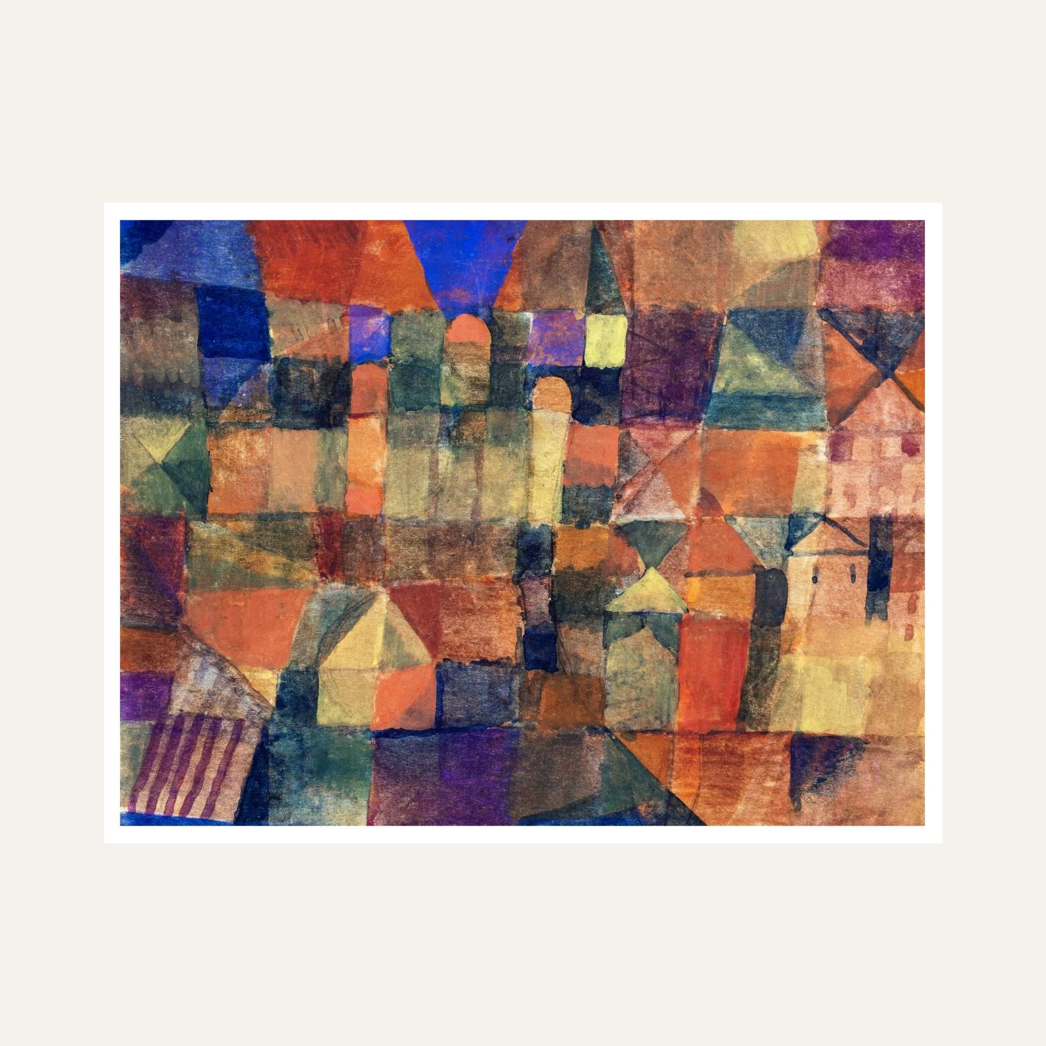 Colourful Abstract Cityscape Painting for Living Room | Paul Klee Wall Art | Giclée Print 6 : 5 Horizontal Premium Wall Art Canvas by MeriDeewar