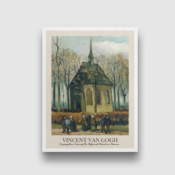 Congregation Leaving the Reformed Church in Nuenen Painting by Vincent van Gogh 3 : 4 Vertical New Premium Wall Art Canvas by MeriDeewar