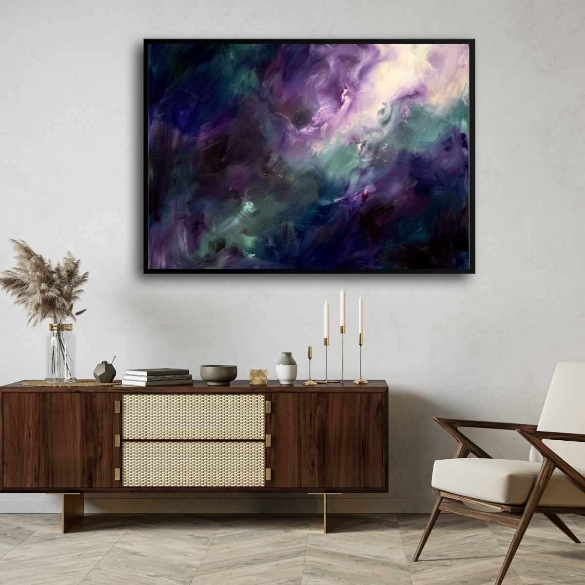 "Cosmic Nebula" Modern Abstract Celestial Giclée Print |Wall Art 3 : 4 Horizontal New Premium Wall Art Canvas by MeriDeewar