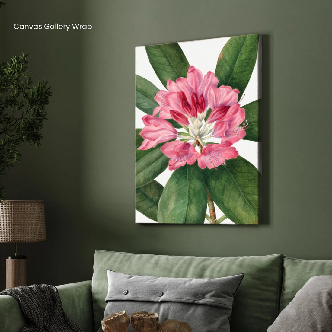 Crimson Grace – Pink Botanical Wall Art Print 2 : 3 Vertical Premium Wall Art Canvas by MeriDeewar