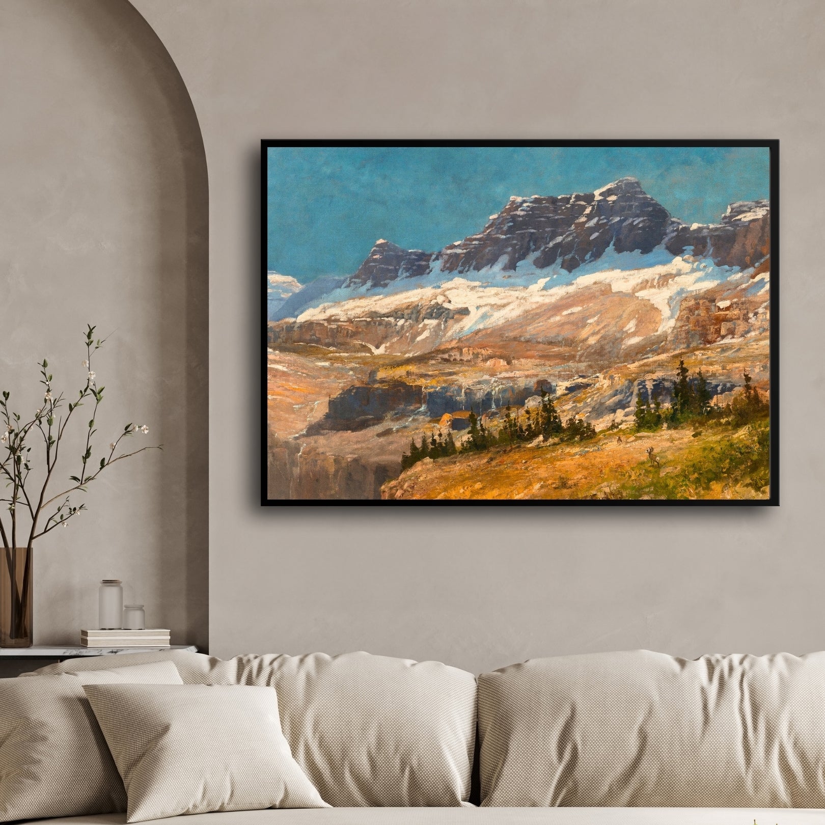 Crimson Peaks – Alpine Wilderness Glacier Landscape Wall Art 2 : 3 Horizontal Premium Wall Art Canvas by MeriDeewar