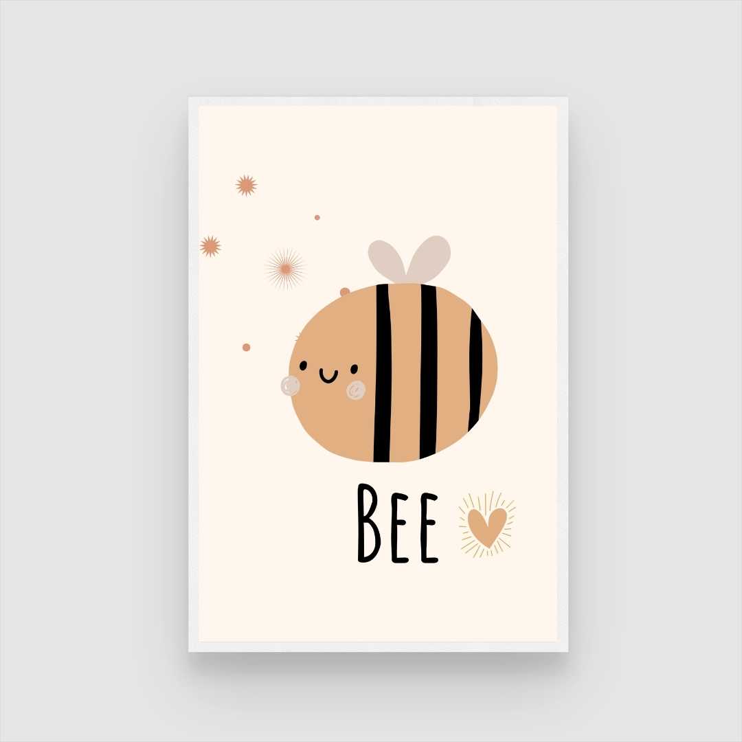 Cute Minimalist Boho Bee Nursery Wall Art | Pastel Framed Print 2 : 3 Vertical Premium Wall Art Canvas by MeriDeewar