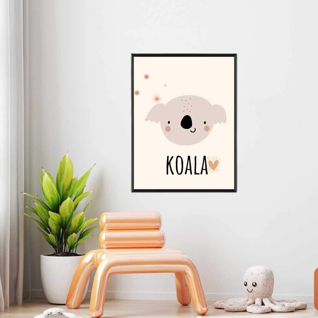 Cute Minimalist Boho Koala Nursery Wall Art | Pastel Framed Print 2 : 3 Vertical Premium Wall Art Canvas by MeriDeewar