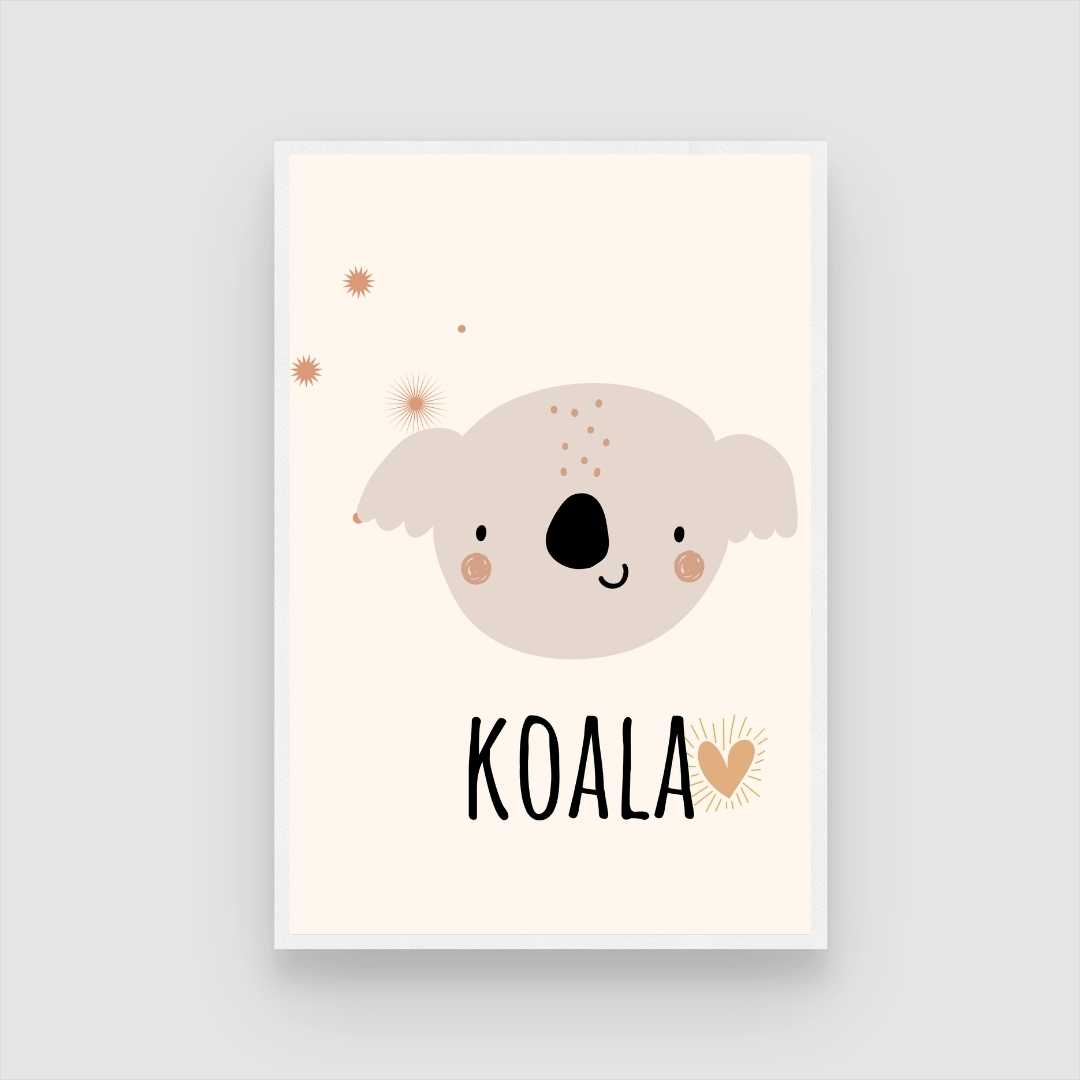 Cute Minimalist Boho Koala Nursery Wall Art | Pastel Framed Print 2 : 3 Vertical Premium Wall Art Canvas by MeriDeewar