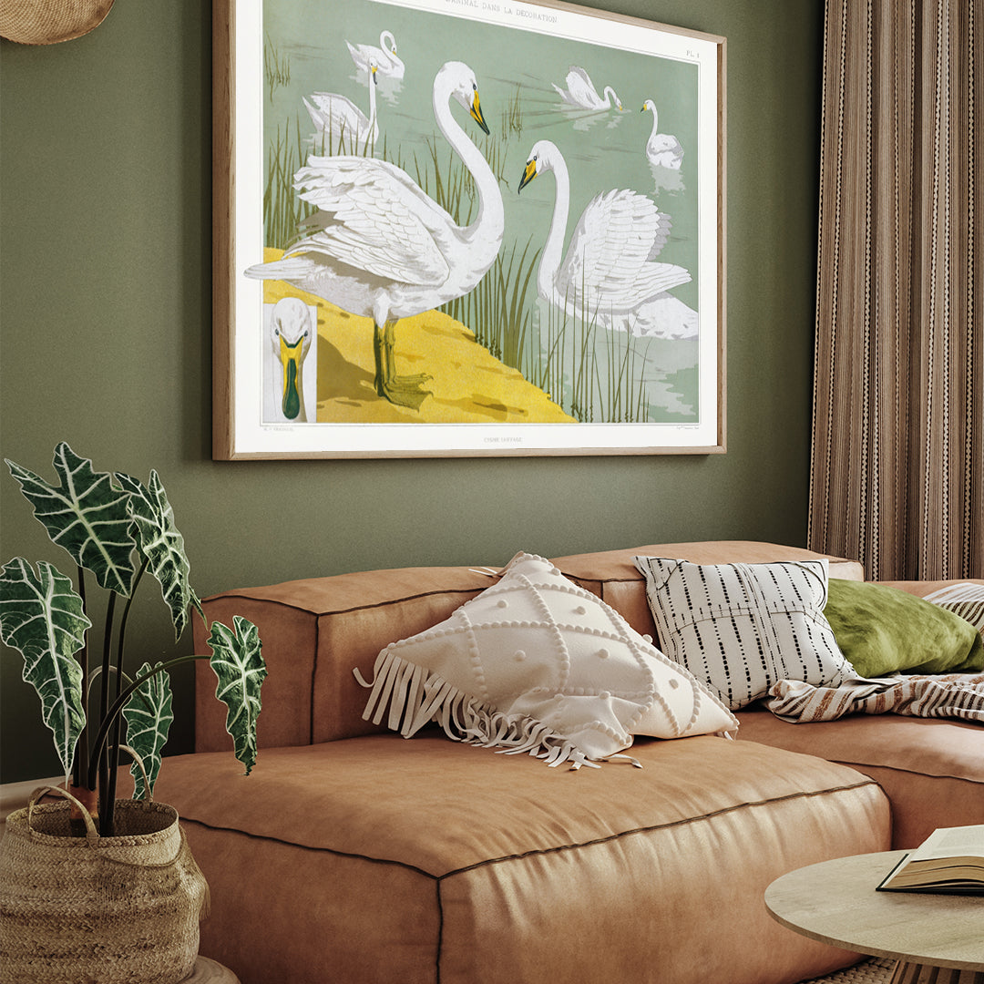 Cygne sauvage painting 3 : 4 Horizontal New Premium Wall Art Canvas by MeriDeewar