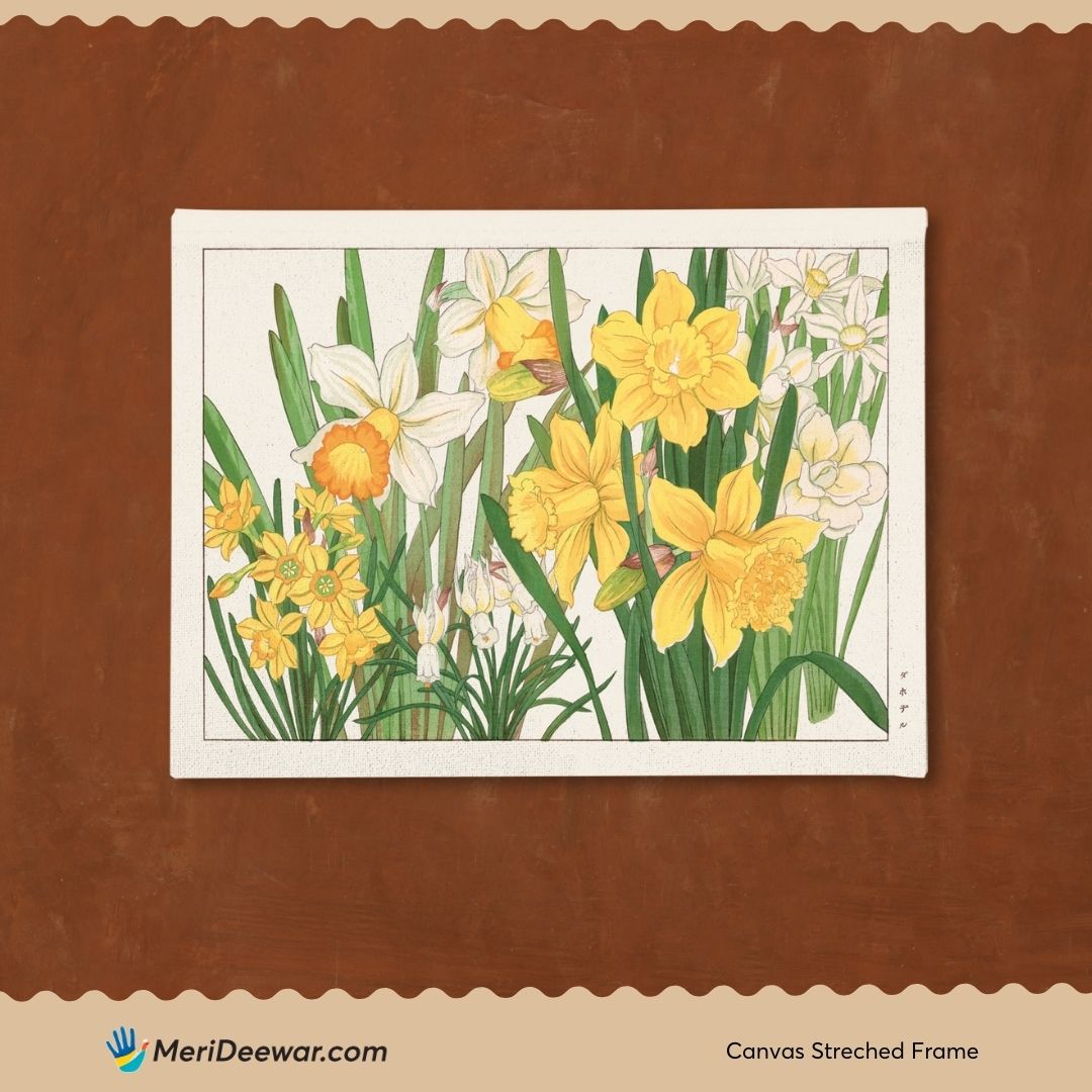 Daffodil Flower Painting 3 : 4 Horizontal New Premium Wall Art Canvas by MeriDeewar