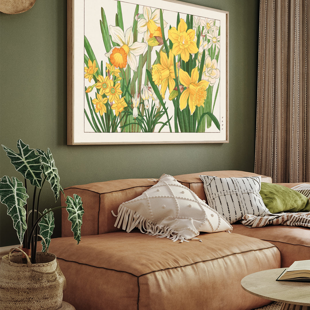 Daffodil Flower Painting 3 : 4 Horizontal New Premium Wall Art Canvas by MeriDeewar