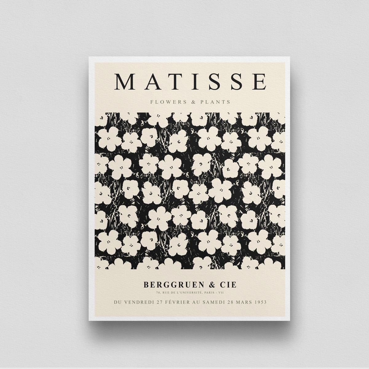 Daisy Black Poster by Henri Matisse 3 : 4 Vertical New Premium Wall Art Canvas by MeriDeewar