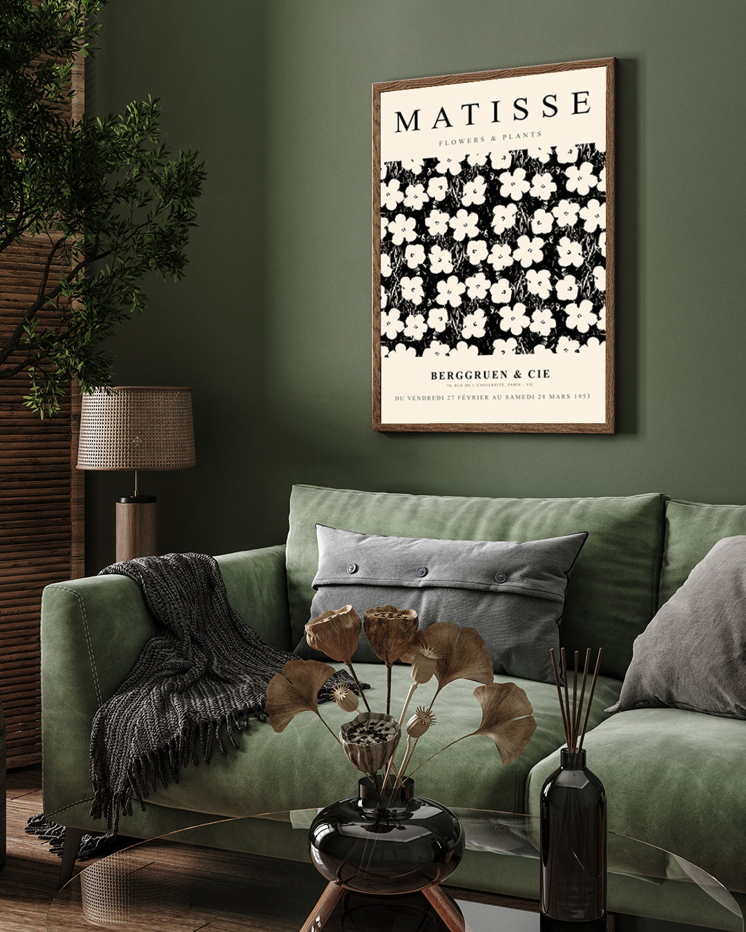 Daisy Black Poster by Henri Matisse 3 : 4 Vertical New Premium Wall Art Canvas by MeriDeewar