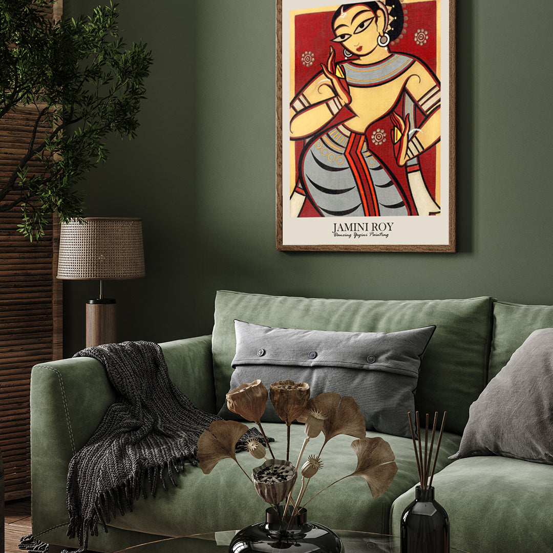 Dancing Gopini Painting by Jamini Roy 3 : 4 Vertical New Premium Wall Art Canvas by MeriDeewar