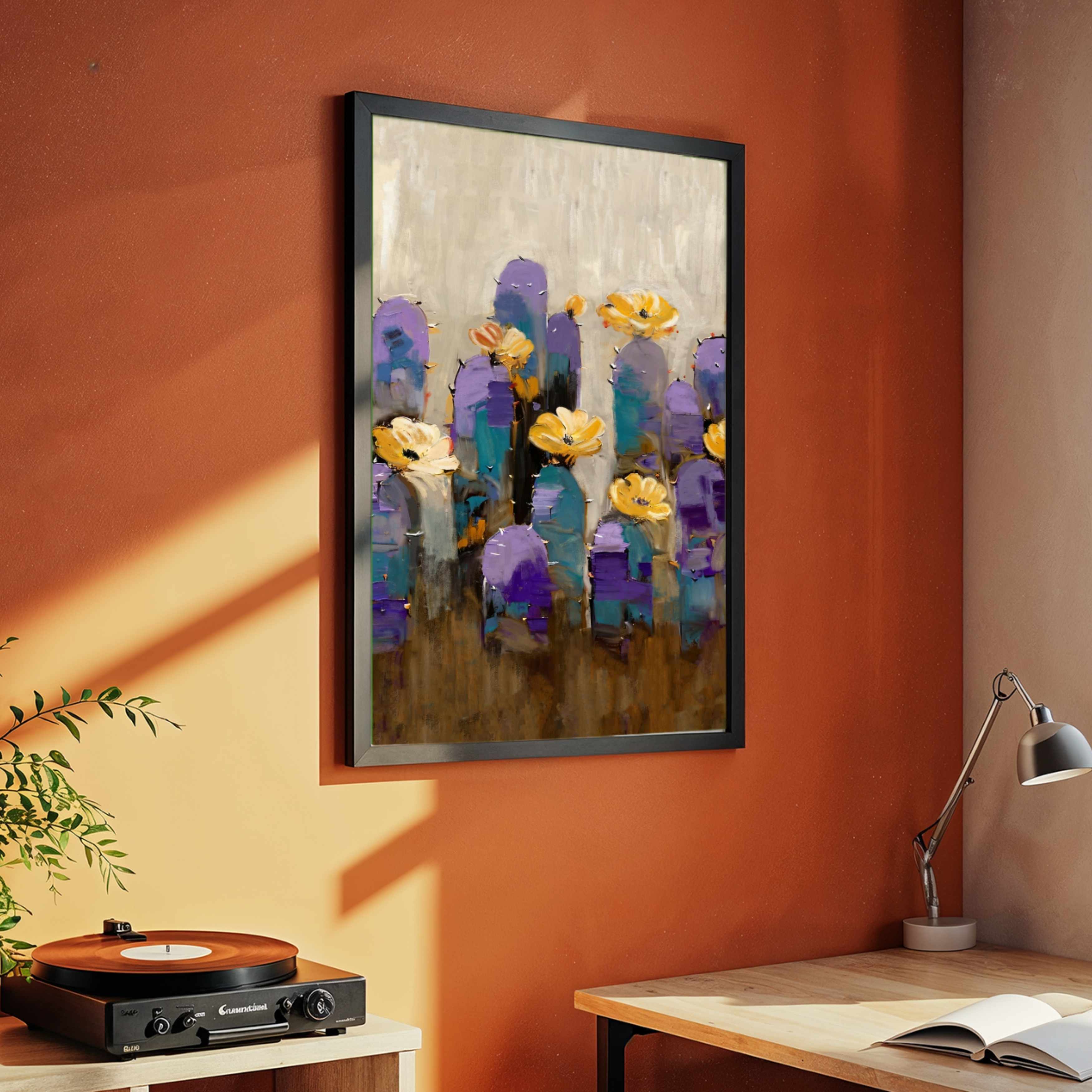 "Desert Bloom Sunset" Classical Oil Painting Botanical Giclée Print | Fine Art Wall Art 3 : 4 Vertical Premium Wall Art Canvas by MeriDeewar