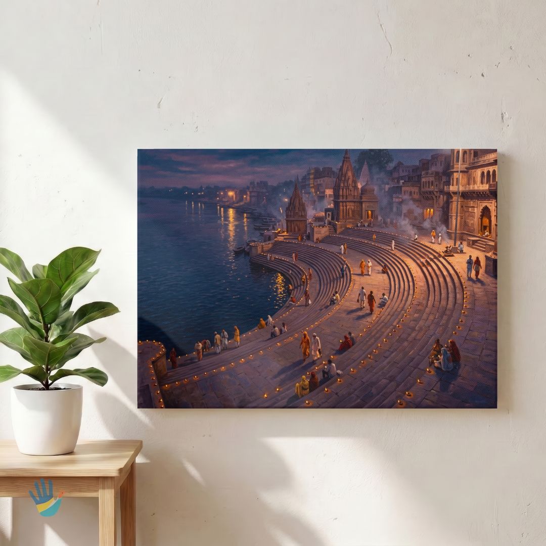 Dev Deepawali Kashi | Horizontal Wall Art 4 : 3 Horizontal Premium Wall Art Canvas by MeriDeewar